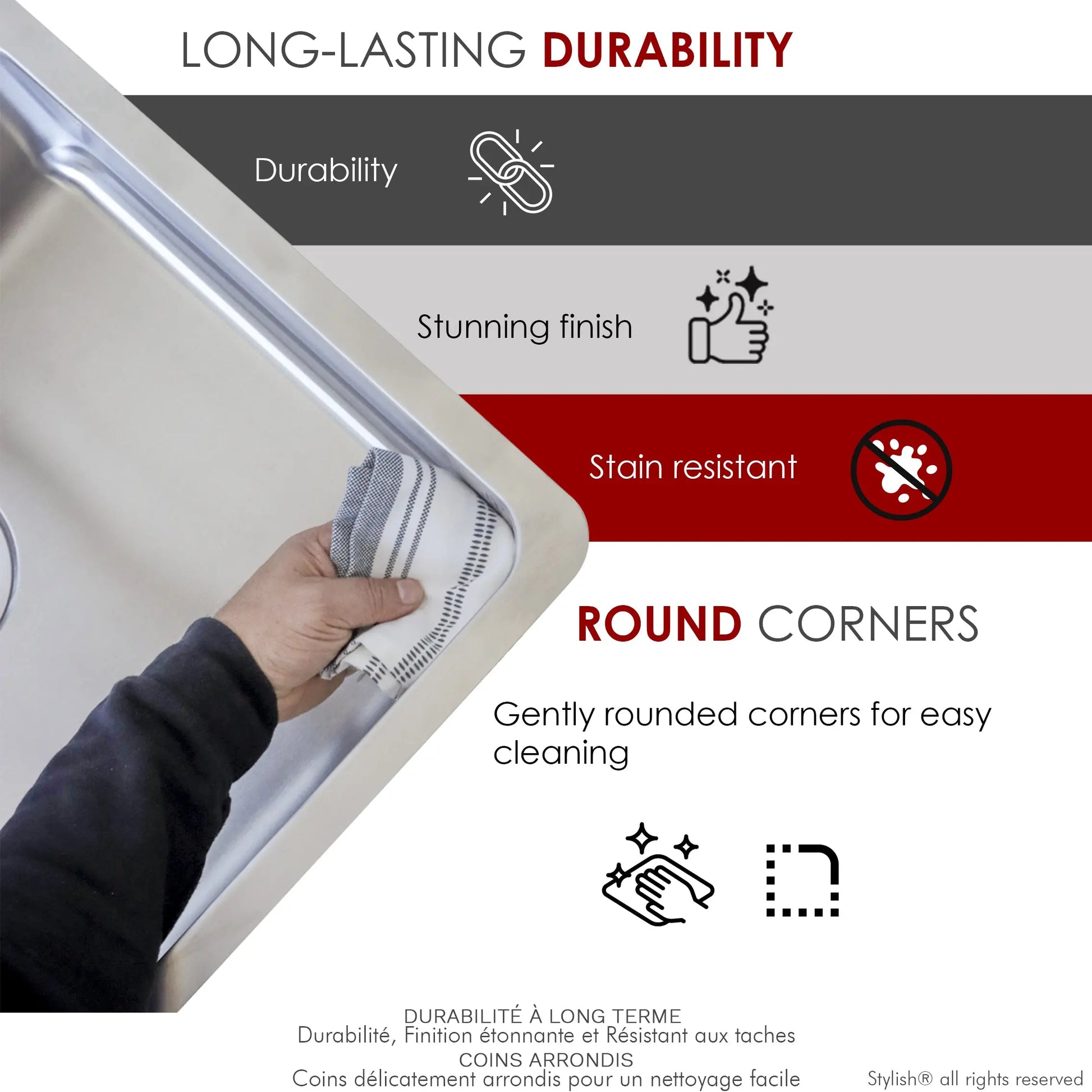 STYLISH 23 inch Single Bowl Undermount and Drop-in Stainless Steel Kitchen Sink S-203T - Plumbing Market