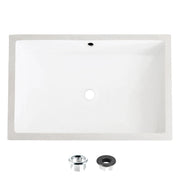 STYLISH 24 inch Rectangular Undermount Ceramic Bathroom Sink with 2 Overflow Finishes P-208 - Plumbing Market