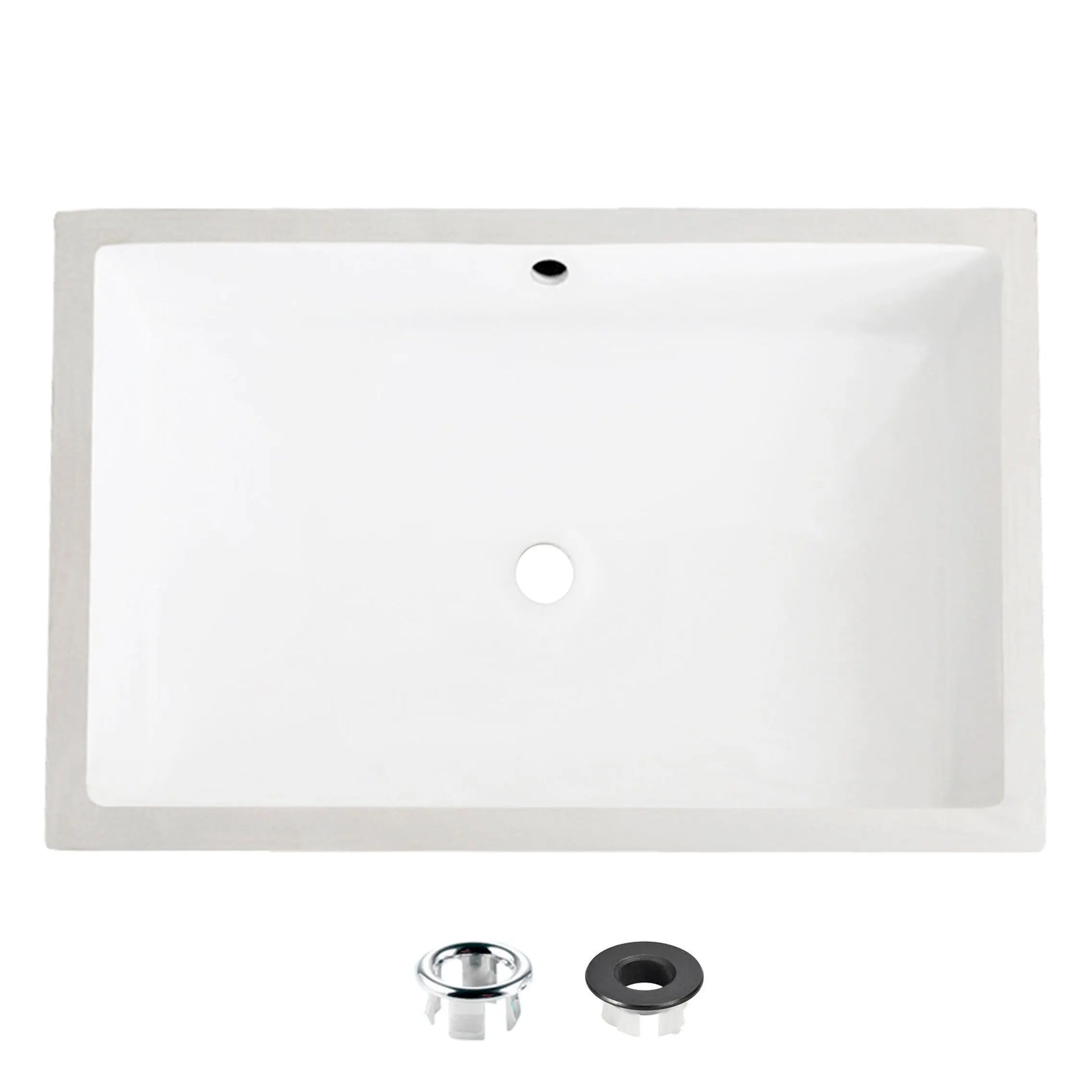 STYLISH 24 inch Rectangular Undermount Ceramic Bathroom Sink with 2 Overflow Finishes P-208 - Plumbing Market