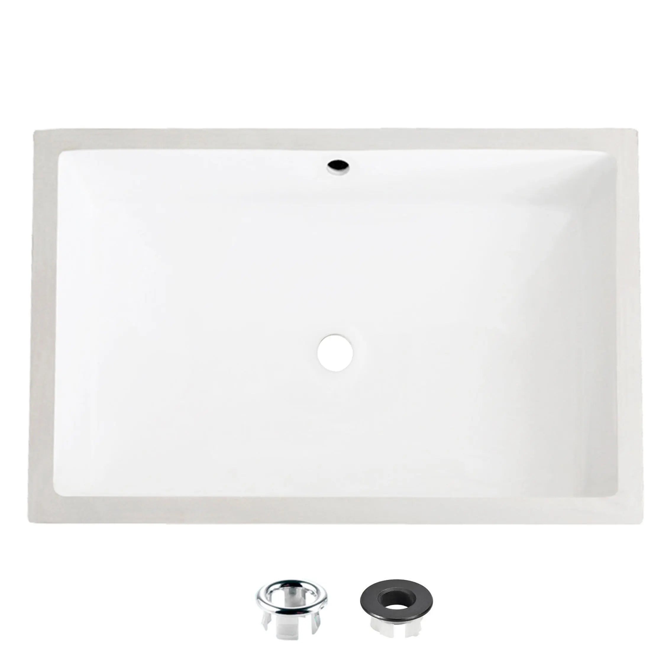 STYLISH 24 inch Rectangular Undermount Ceramic Bathroom Sink with 2 Overflow Finishes P-208 - Plumbing Market