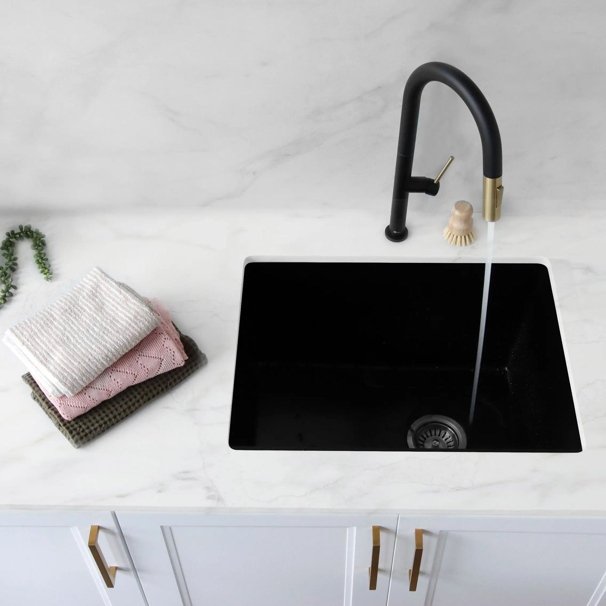 STYLISH 25 inch Dual Mount Single Bowl Black Composite Granite Kitchen Laundry with Strainer S-825N - Plumbing Market