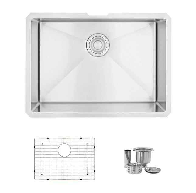 STYLISH 25 inch Single Bowl Undermount Stainless Steel Kitchen Sink S-312XG - Plumbing Market