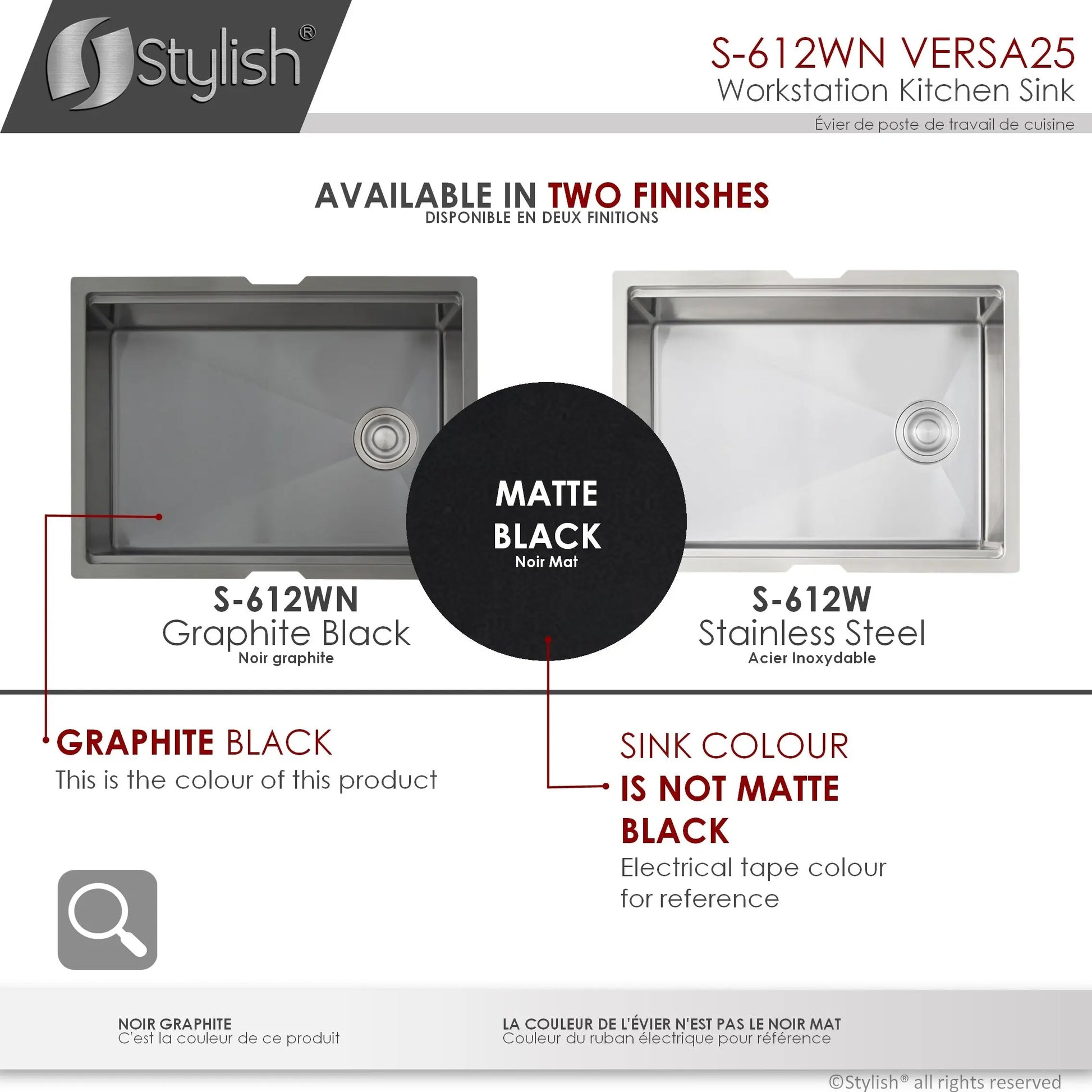 STYLISH 25 inch Workstation Single Bowl Undermount 16 Gauge Stainless Steel Kitchen Sink with Built in Accessories S-612WN - Plumbing Market