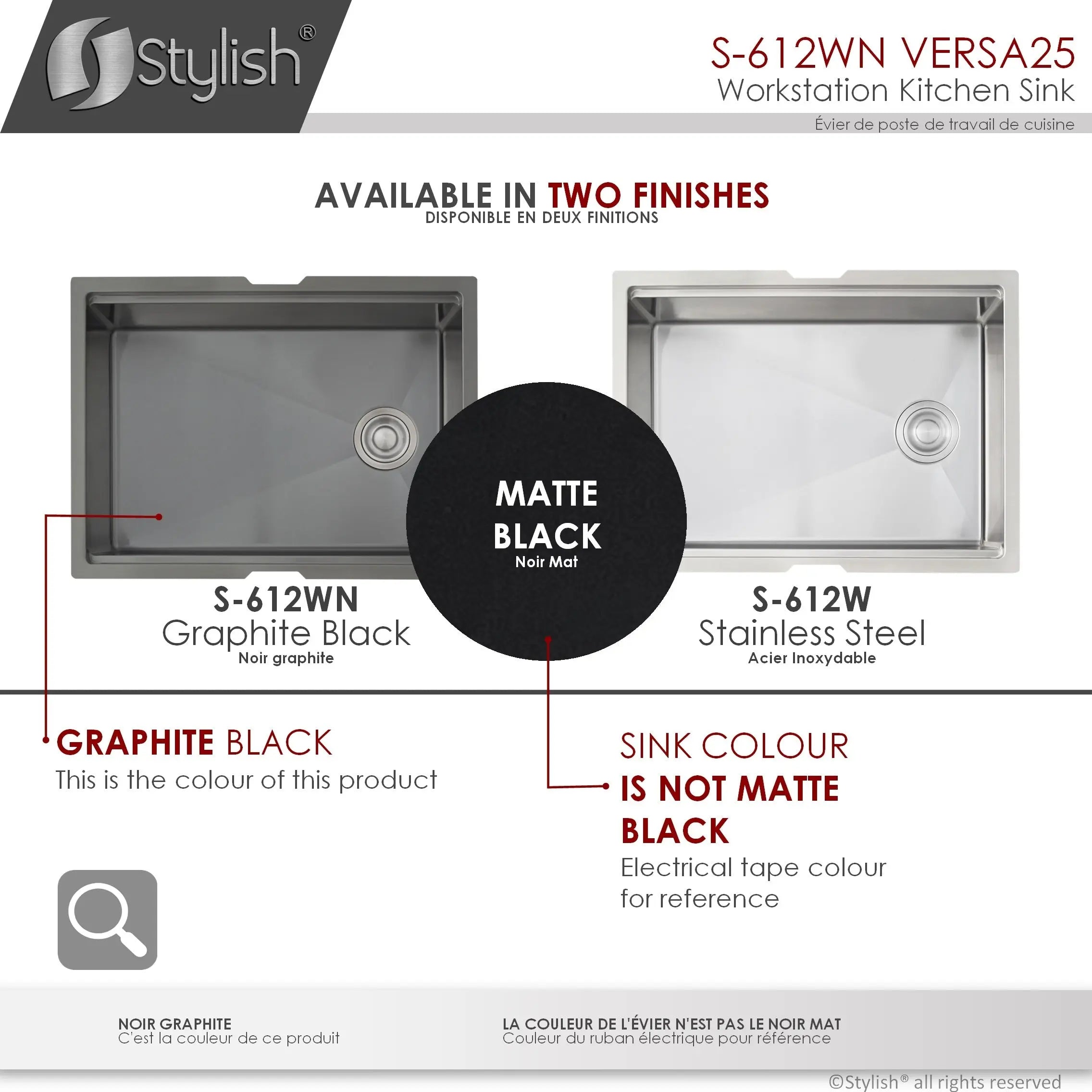 STYLISH 25 inch Workstation Single Bowl Undermount 16 Gauge Stainless Steel Kitchen Sink with Built in Accessories S-612WN - Plumbing Market