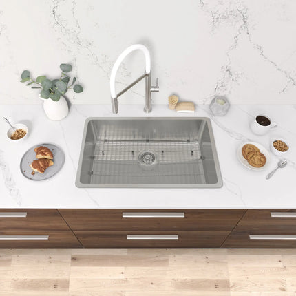 STYLISH 27 inch Single Bowl Undermount and Drop-in Stainless Steel Kitchen Sink S-406TG - Plumbing Market
