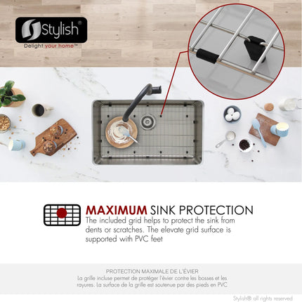 STYLISH 27 inch Single Bowl Undermount and Drop-in Stainless Steel Kitchen Sink S-406TG - Plumbing Market