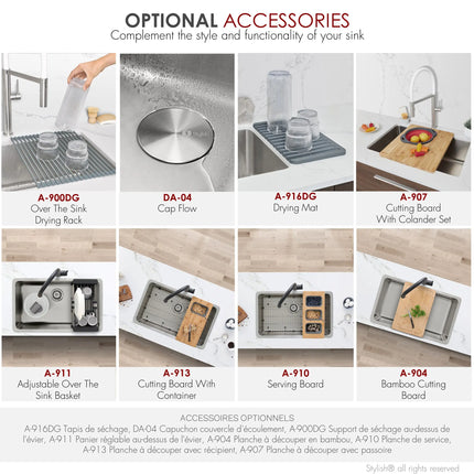 STYLISH 27 inch Single Bowl Undermount and Drop-in Stainless Steel Kitchen Sink S-406TG - Plumbing Market