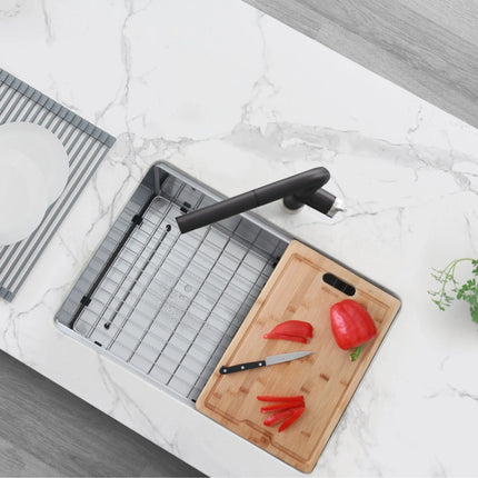 STYLISH 27 inch Workstation Single Bowl Undermount 16 Gauge Stainless Steel Kitchen Sink with Built in Accessories S-627W - Plumbing Market