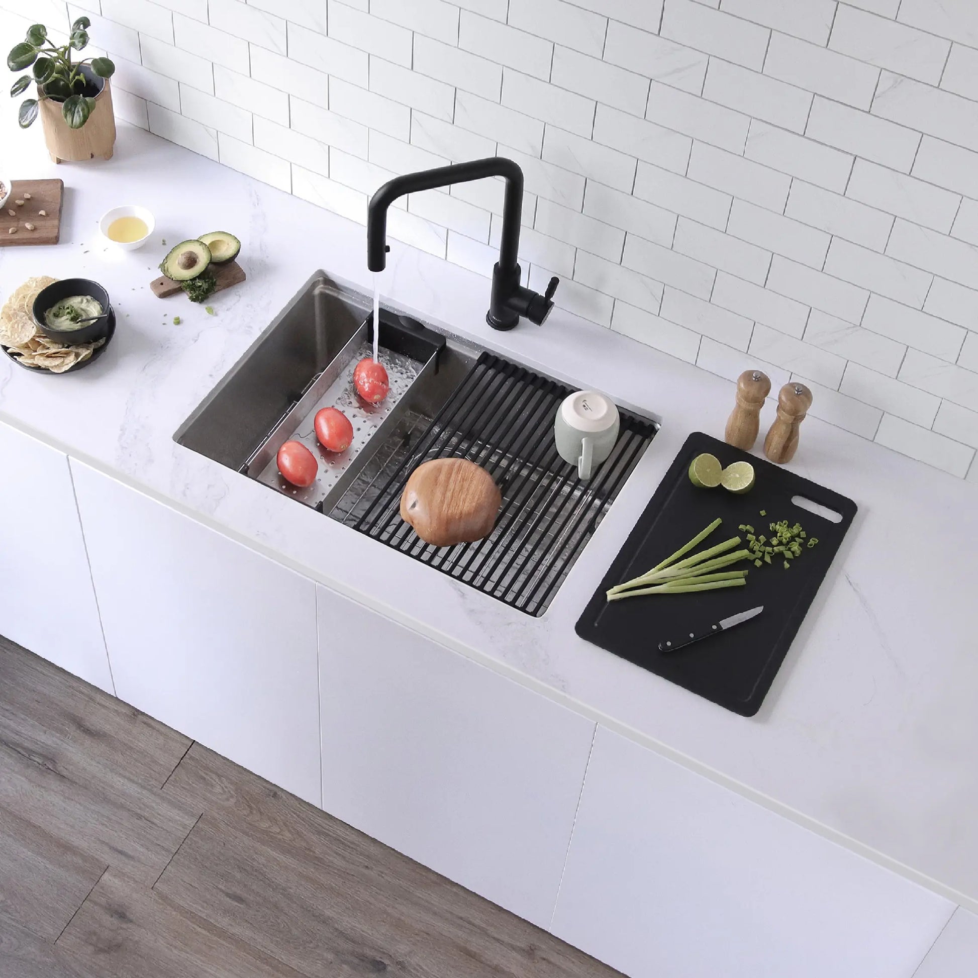 STYLISH 27 inch Workstation Single Bowl Undermount and Drop-in 16 Gauge Stainless Steel Kitchen Sink with Built in Accessories S-127W - Plumbing Market
