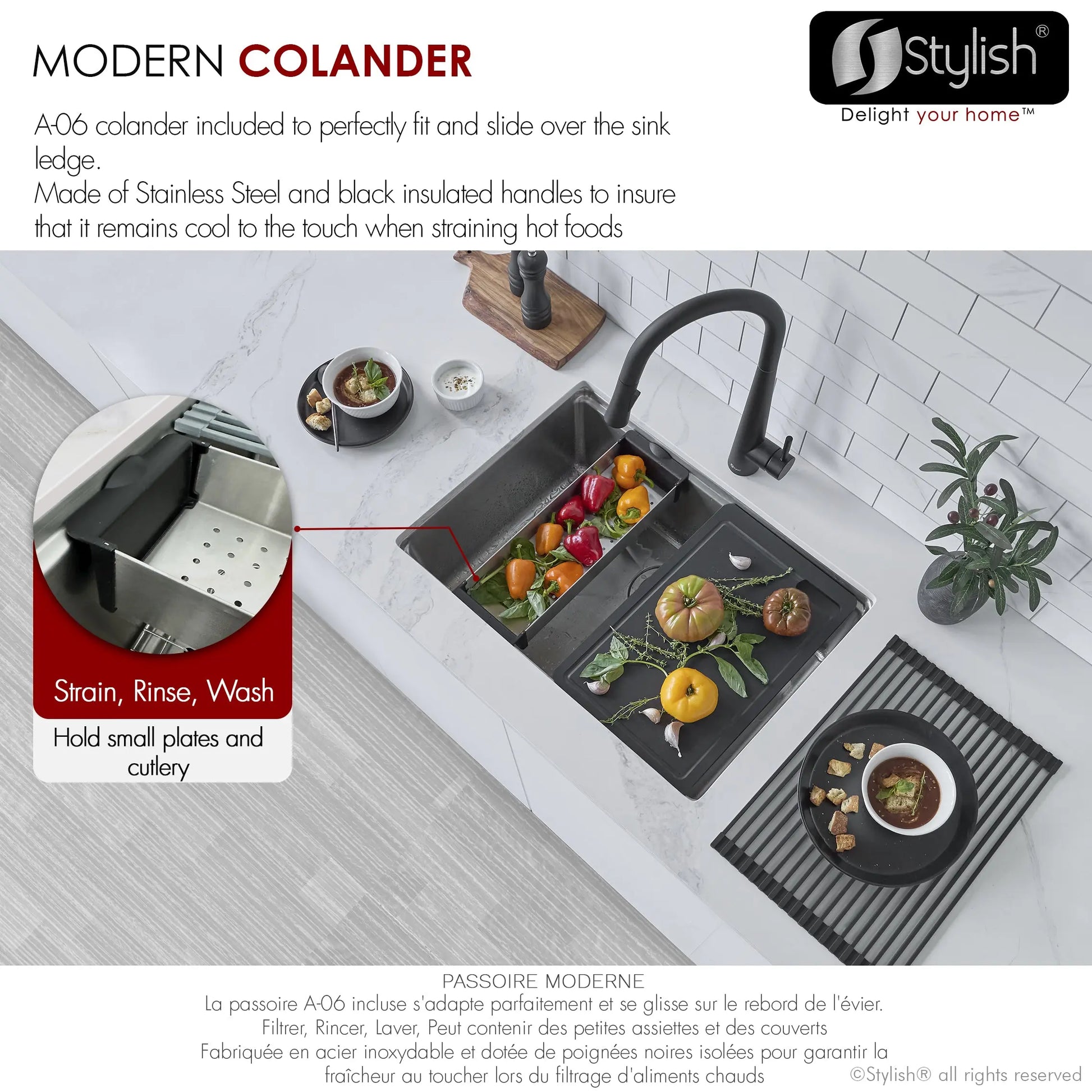 STYLISH 27 inch Workstation Single Bowl Undermount and Drop-in 16 Gauge Stainless Steel Kitchen Sink with Built in Accessories S-127W - Plumbing Market