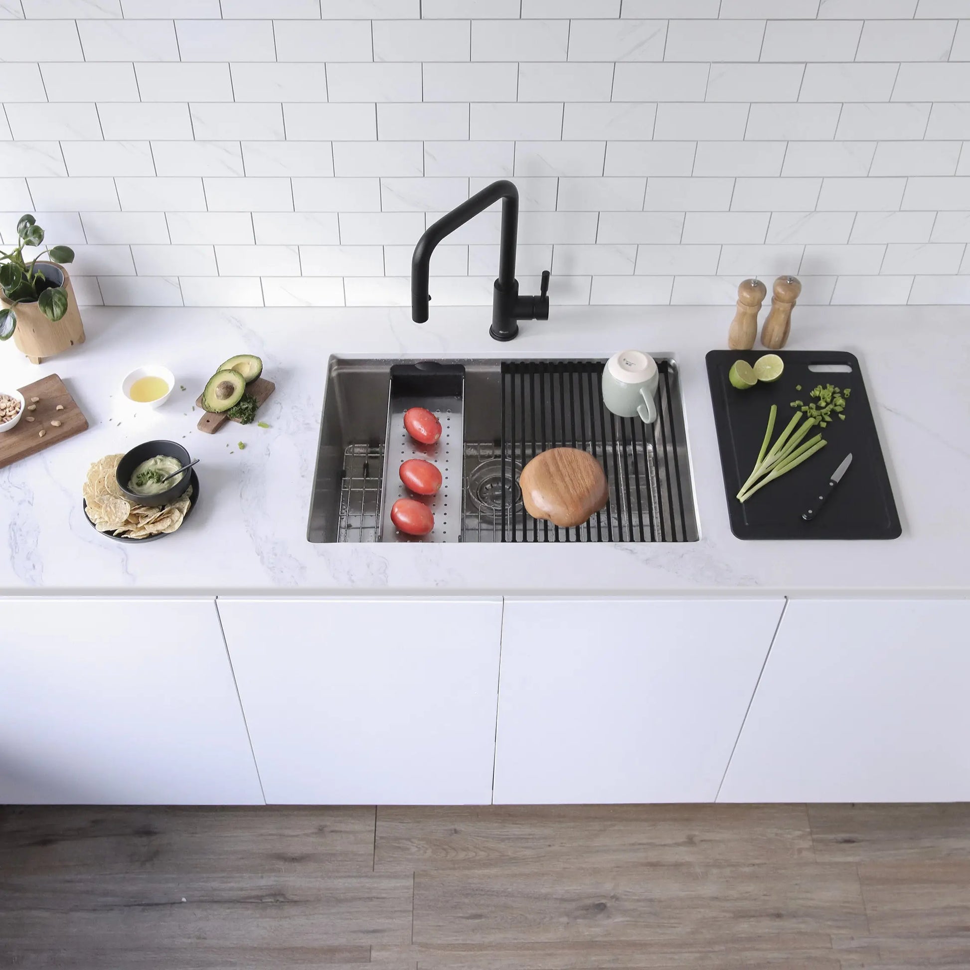 STYLISH 27 inch Workstation Single Bowl Undermount and Drop-in 16 Gauge Stainless Steel Kitchen Sink with Built in Accessories S-127W - Plumbing Market