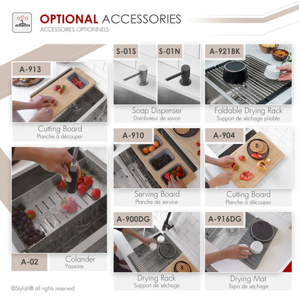 STYLISH 28 inch Double Bowl Dual mount 18G Stainless Steel Kitchen Sink with Grids and Strainers S-300TG - Plumbing Market