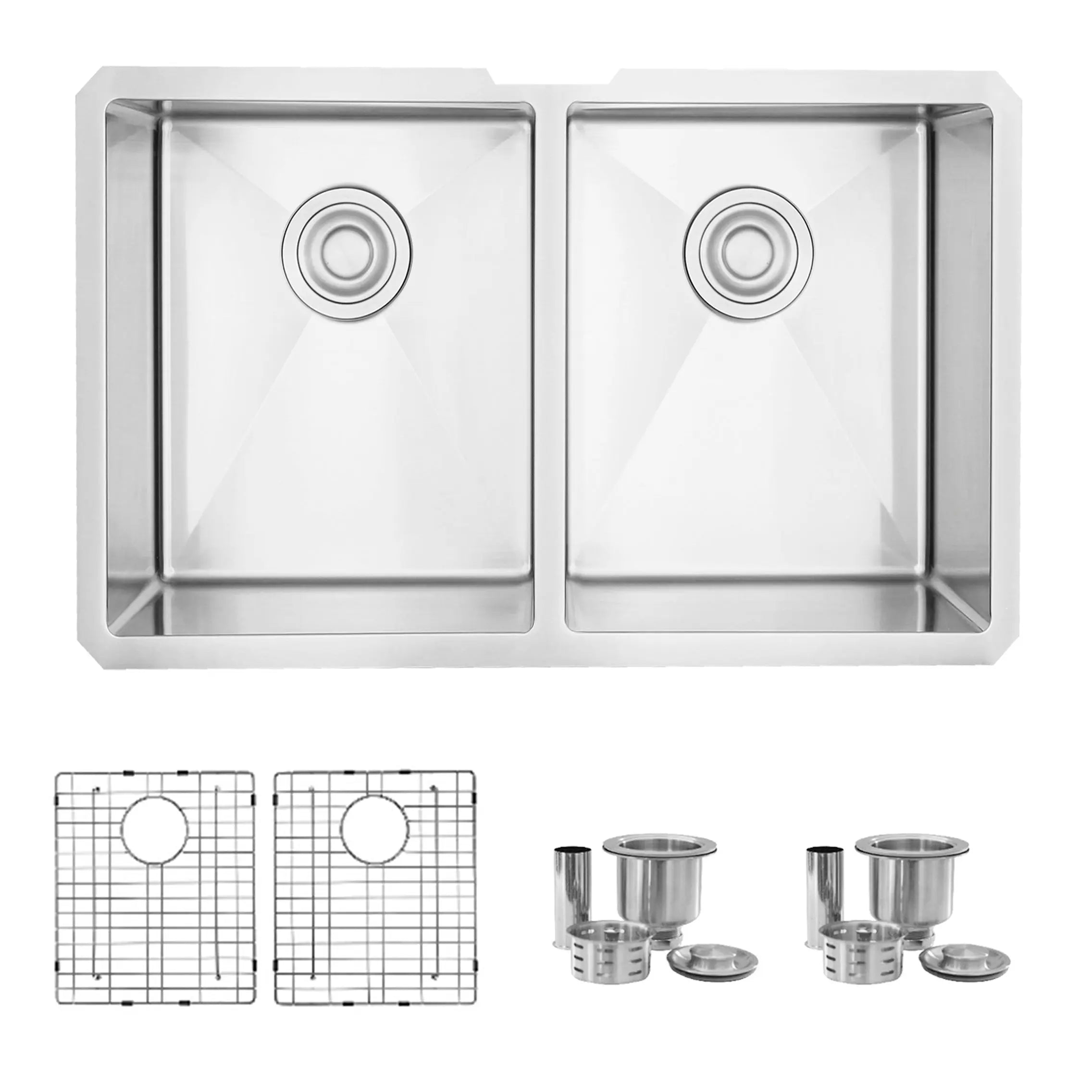 STYLISH 28 inch Double Bowl Undermount Stainless Steel Kitchen Sink S-300XG - Plumbing Market