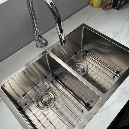 STYLISH 28 inch Double Bowl Undermount Stainless Steel Kitchen Sink S-300XG - Plumbing Market