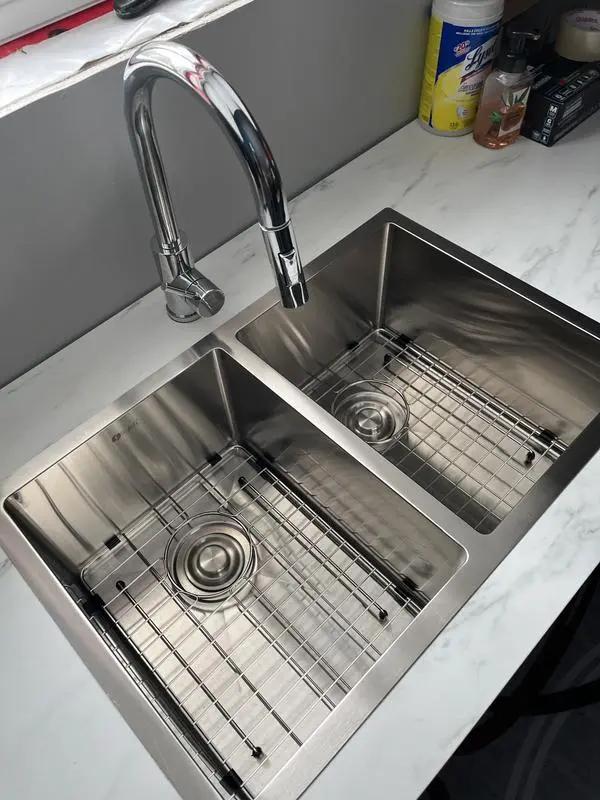 STYLISH 28 inch Double Bowl Undermount Stainless Steel Kitchen Sink S-300XG - Plumbing Market