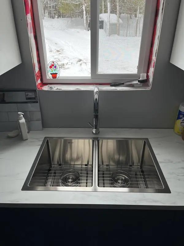 STYLISH 28 inch Double Bowl Undermount Stainless Steel Kitchen Sink S-300XG - Plumbing Market