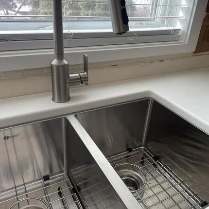 STYLISH 28 inch Double Bowl Undermount Stainless Steel Kitchen Sink S-300XG - Plumbing Market