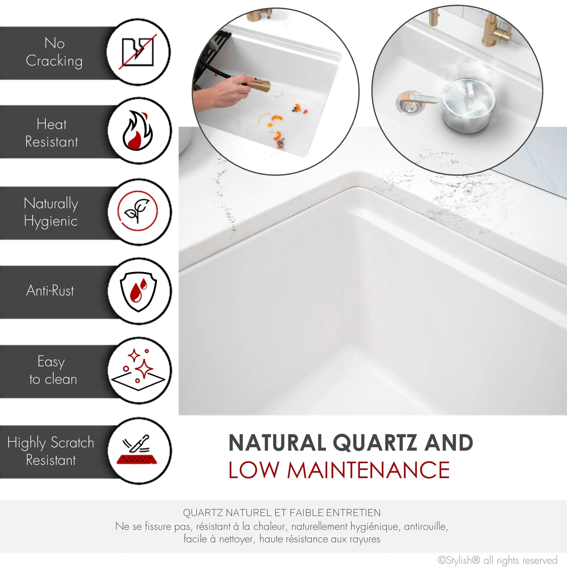 STYLISH 28 inch Dual Mount  Workstation Single Bowl White Composite Granite Kitchen Sink with Built in Accessories S-828WH - Plumbing Market