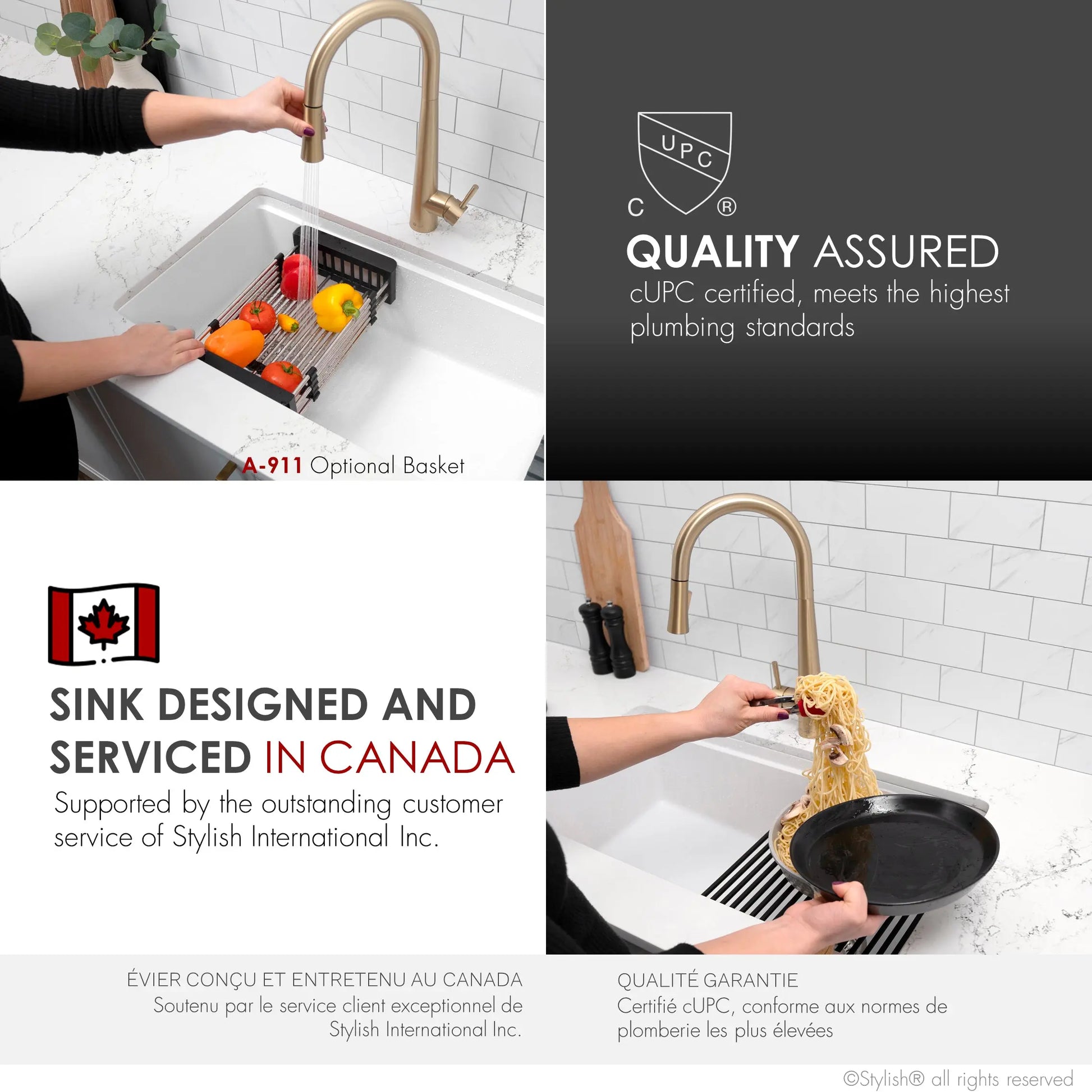STYLISH 28 inch Dual Mount  Workstation Single Bowl White Composite Granite Kitchen Sink with Built in Accessories S-828WH - Plumbing Market