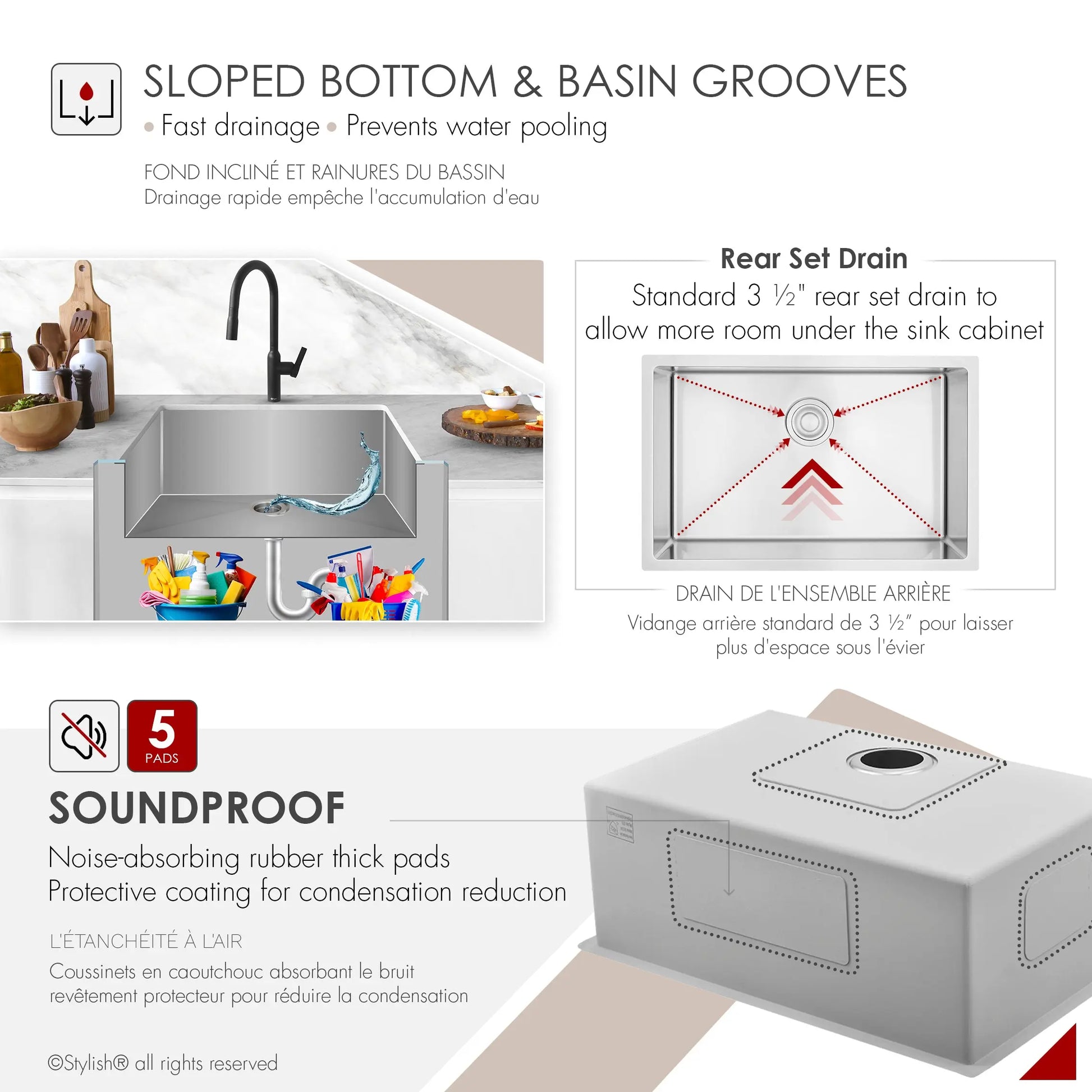 STYLISH 28 inch Single Bowl Drop-in/Undermount Stainless Steel Kitchen Sink S-306G - Plumbing Market