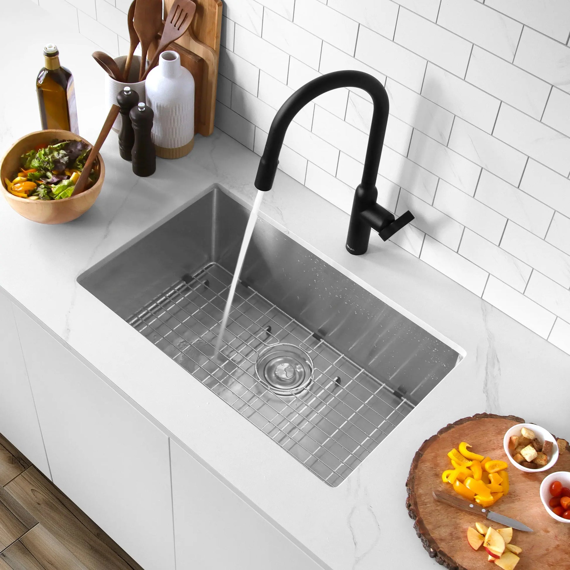 STYLISH 28 inch Single Bowl Undermount Stainless Steel Kitchen Sink S-306XG - Plumbing Market