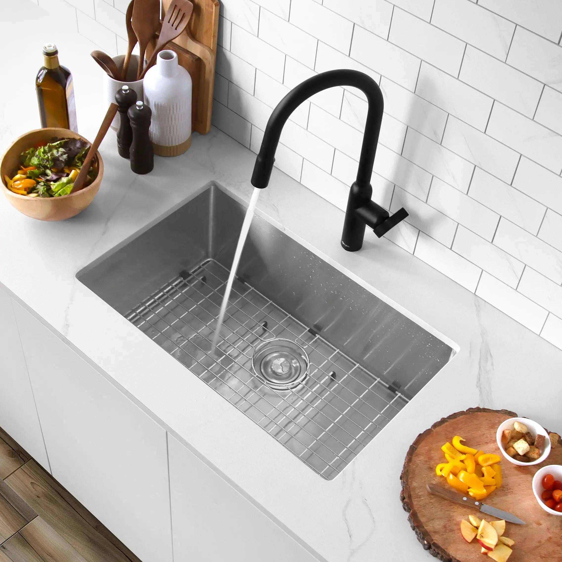 STYLISH 28 inch Single Bowl Undermount Stainless Steel Kitchen Sink S-306XG - Plumbing Market