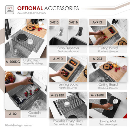 STYLISH 28 inch Single Bowl Undermount Stainless Steel Kitchen Sink S-306XG - Plumbing Market