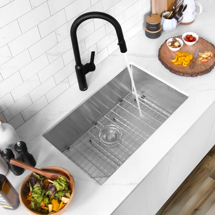 STYLISH 28 inch Single Bowl Undermount Stainless Steel Kitchen Sink S-306XG - Plumbing Market