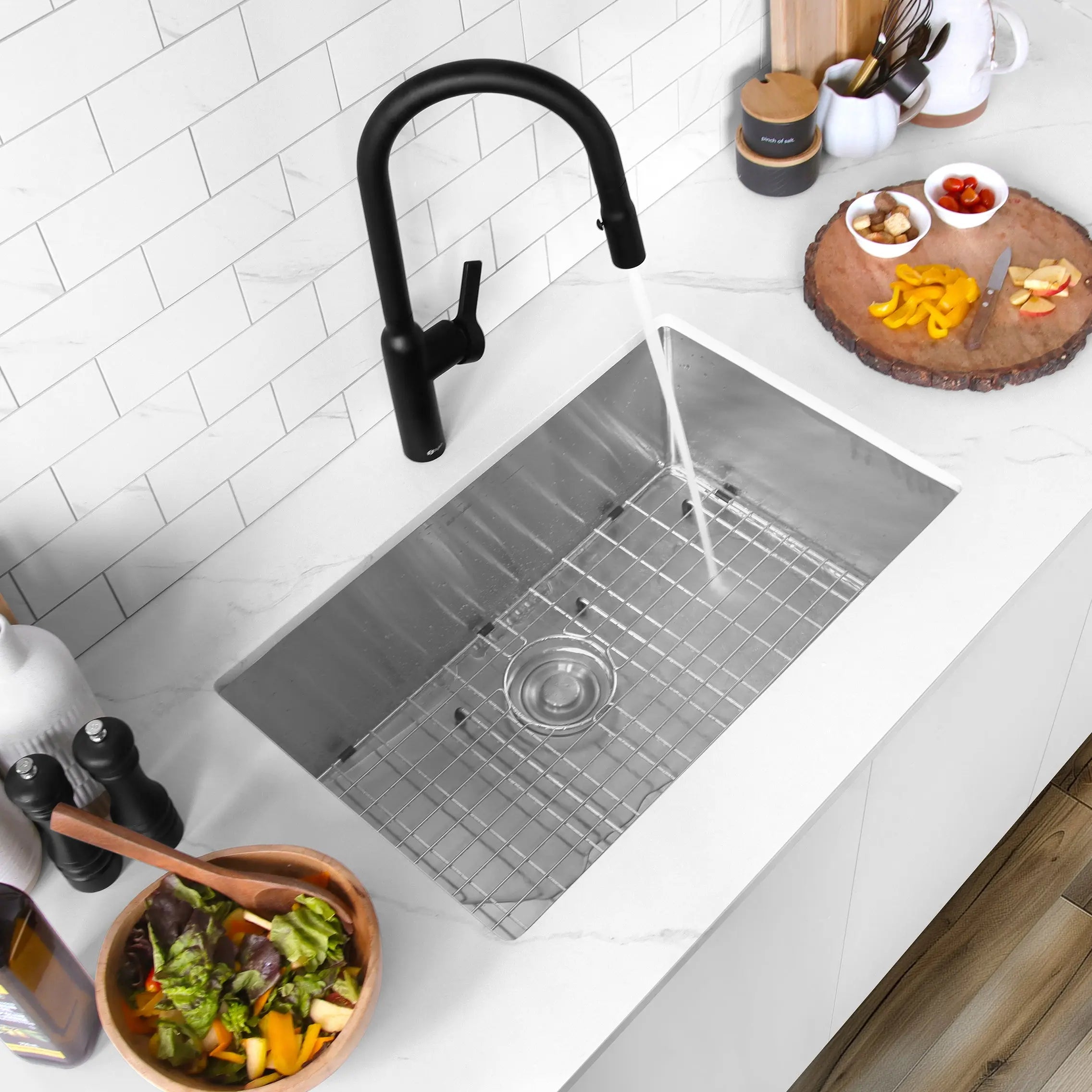 STYLISH 28 inch Single Bowl Undermount Stainless Steel Kitchen Sink S-306XG - Plumbing Market