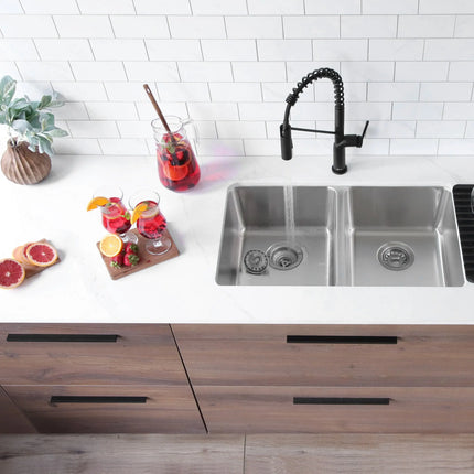 STYLISH 29 inch Double Bowl Undermount and Drop-in Stainless Steel Kitchen Sink S-414T - Plumbing Market