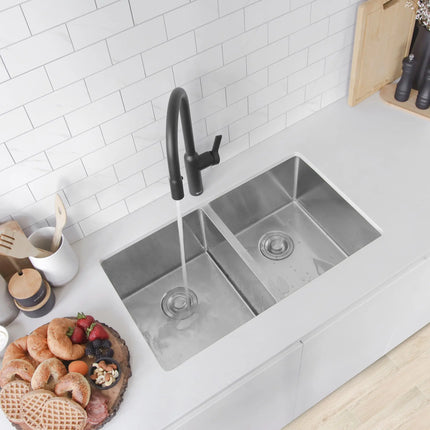 STYLISH 30 inch Double Bowl Undermount Stainless Steel Kitchen Sink S-304XG - Plumbing Market