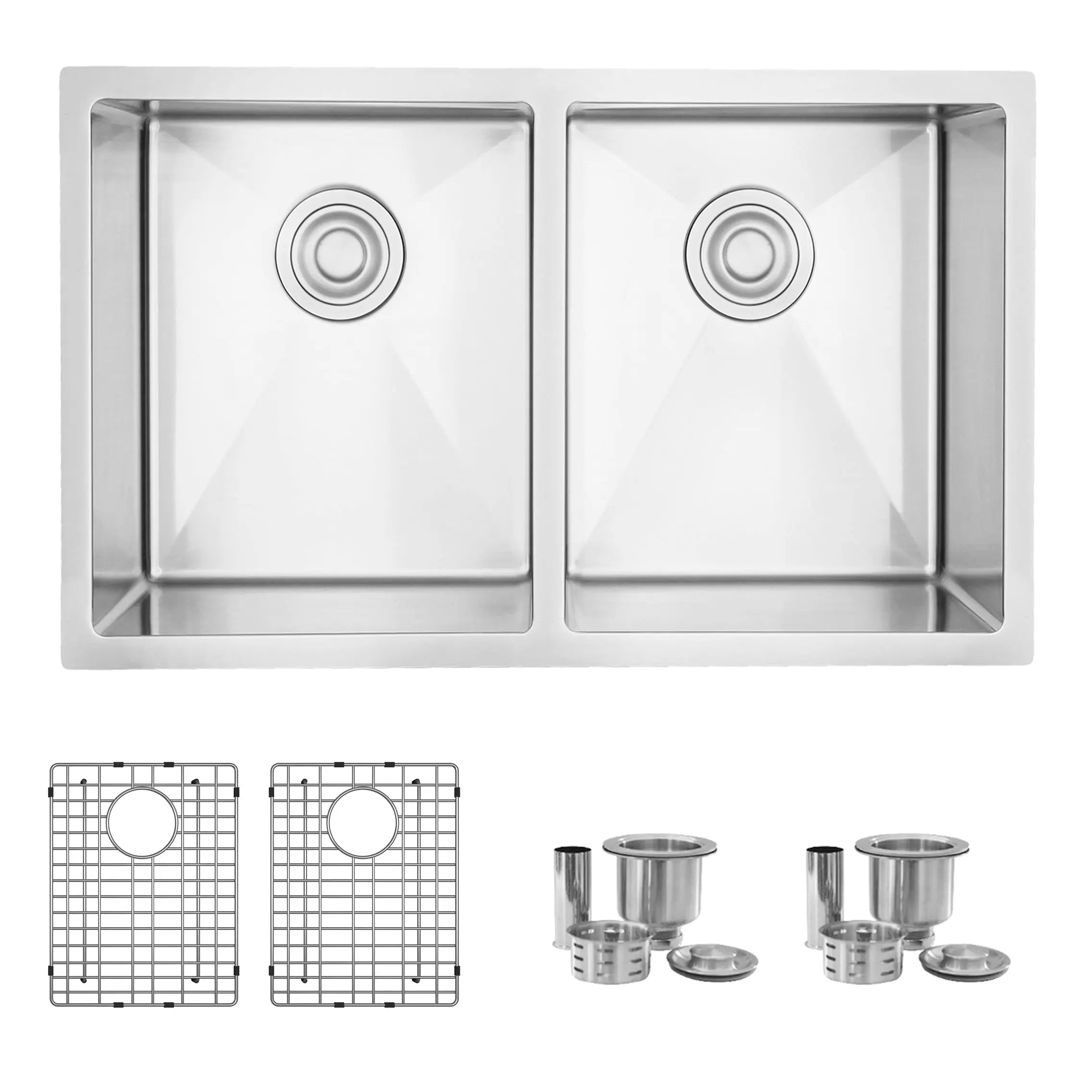 STYLISH 30 inch Double Bowl Undermount and Drop-in Stainless Steel Kitchen Sink S-304TG - Plumbing Market