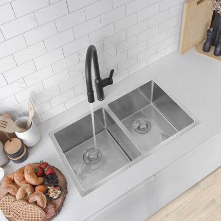 STYLISH 30 inch Double Bowl Undermount and Drop-in Stainless Steel Kitchen Sink S-304TG - Plumbing Market