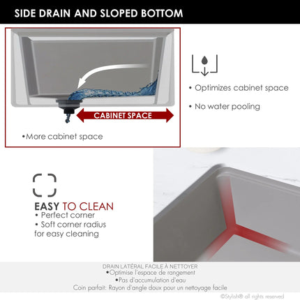 STYLISH 30 inch Farmhouse Workstation Single Bowl Grey Composite Apron Kitchen Sink with Built-in Accessories S-830WL Bronte - Plumbing Market