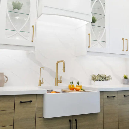 STYLISH 30 inch Farmhouse Workstation Single Bowl White Composite Apron Kitchen Sink with Built-in Accessories S-830WH Bronte - Plumbing Market