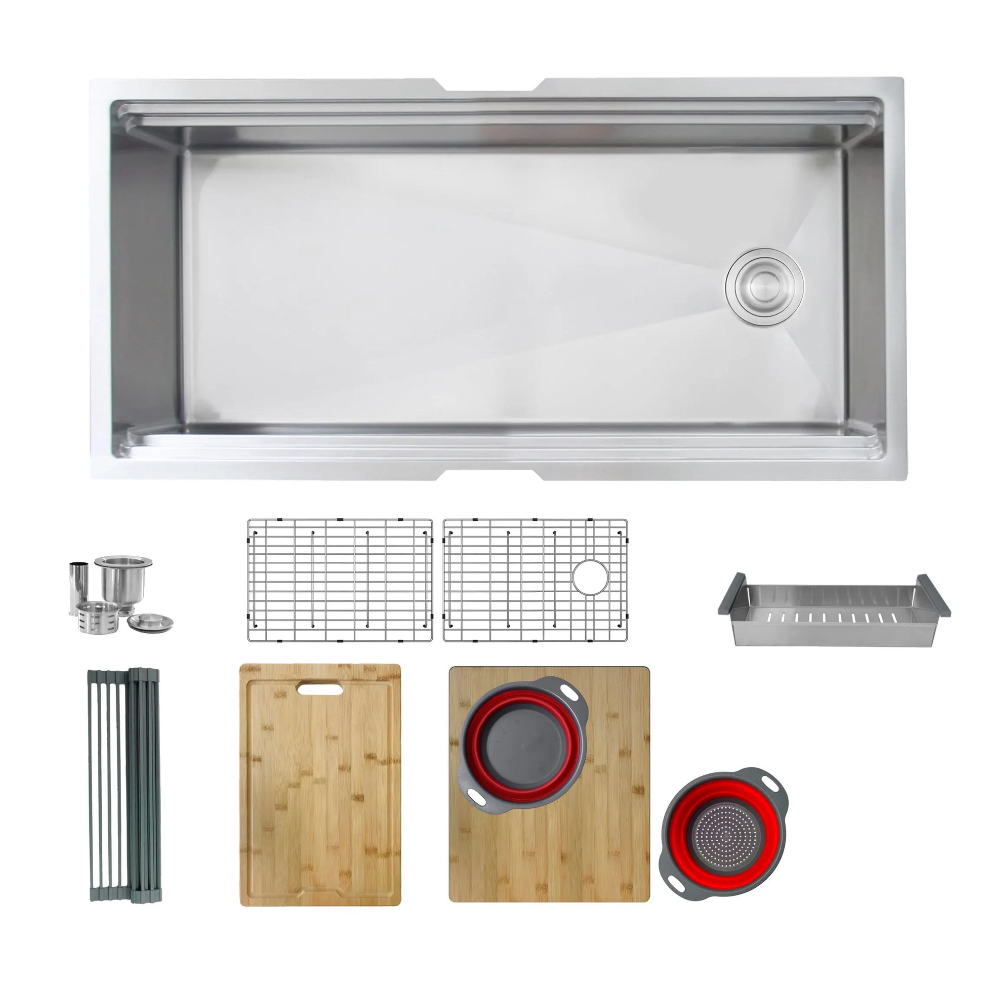 STYLISH 30 inch Farmhouse Workstation Single Bowl White Composite Apron Kitchen Sink with Built-in Accessories S-830WH Bronte - Plumbing Market