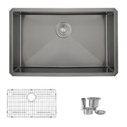 STYLISH 30 inch Graphite Single Bowl Undermount Stainless Steel Kitchen Sink S-711XN - Plumbing Market