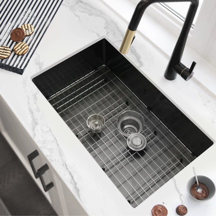 STYLISH 30 inch Graphite Single Bowl Undermount Stainless Steel Kitchen Sink S-711XN - Plumbing Market
