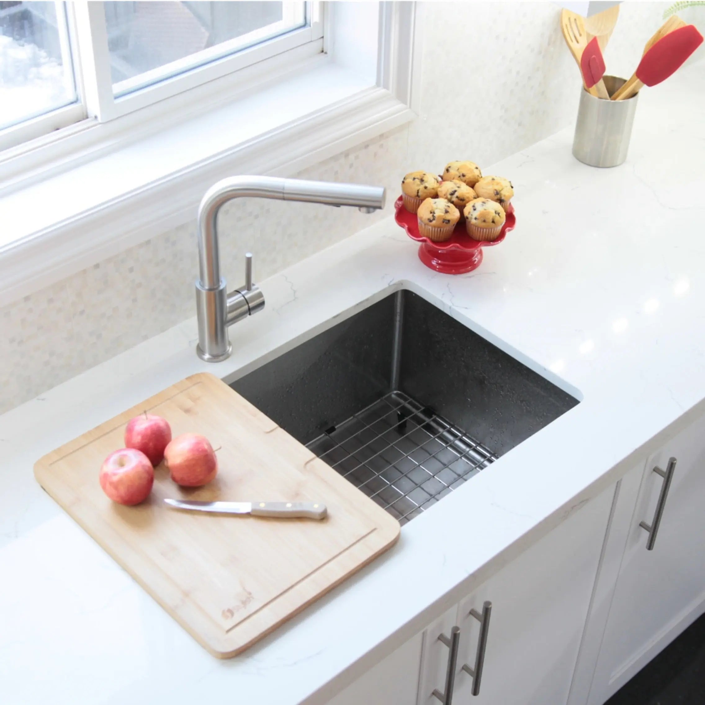 STYLISH 30 inch Single Bowl Stainless Steel Kitchen Sink  with Square Strainer S-511XG - Plumbing Market