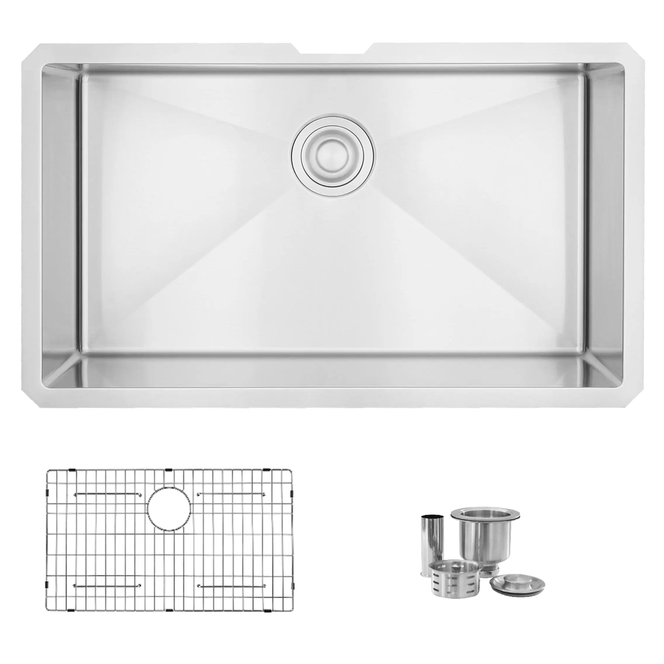 STYLISH 30 inch Single Bowl Undermount Stainless Steel Kitchen Sink S-311XG - Plumbing Market