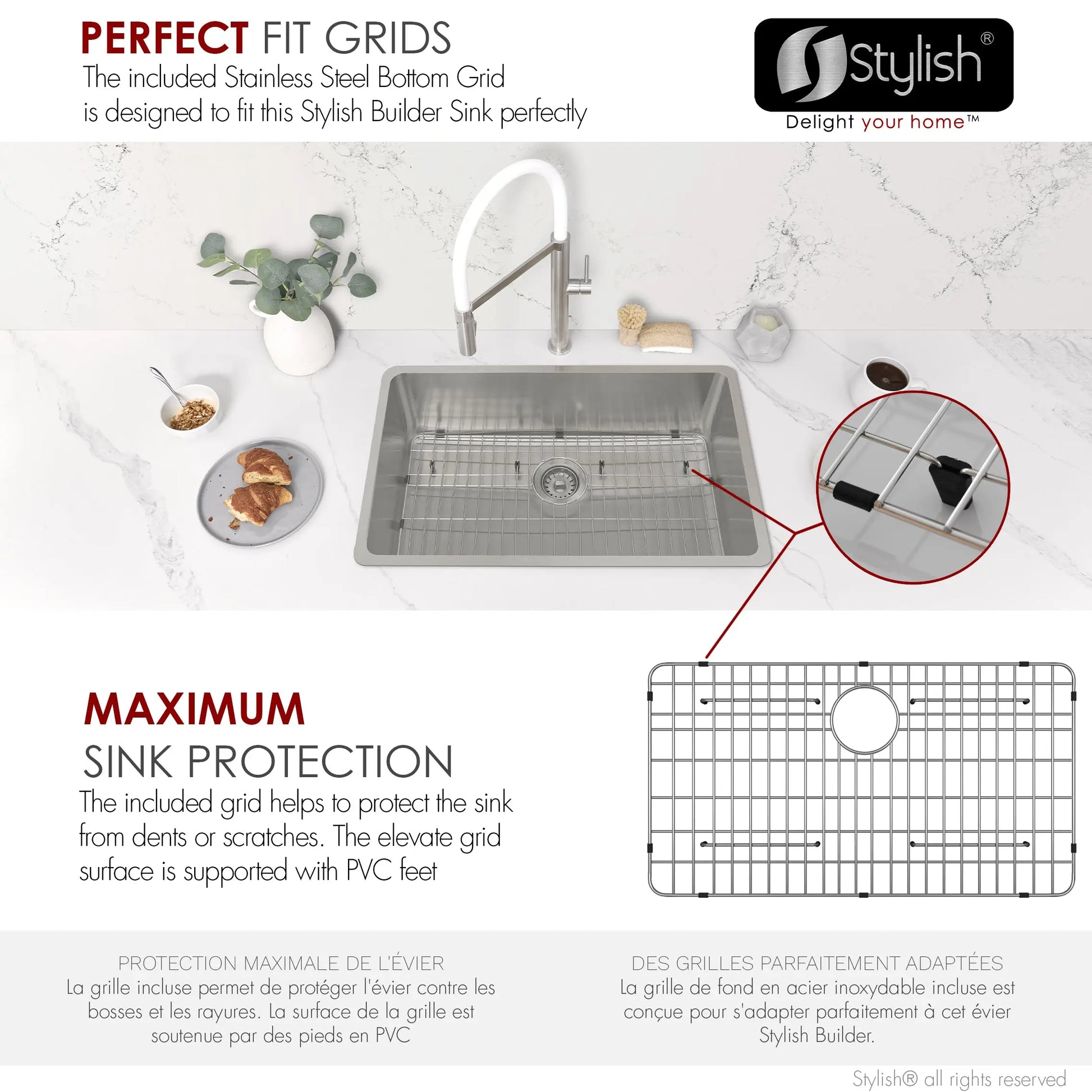 STYLISH 30 inch Single Bowl Undermount and Drop-in Stainless Steel Kitchen Sink S-411TG - Plumbing Market
