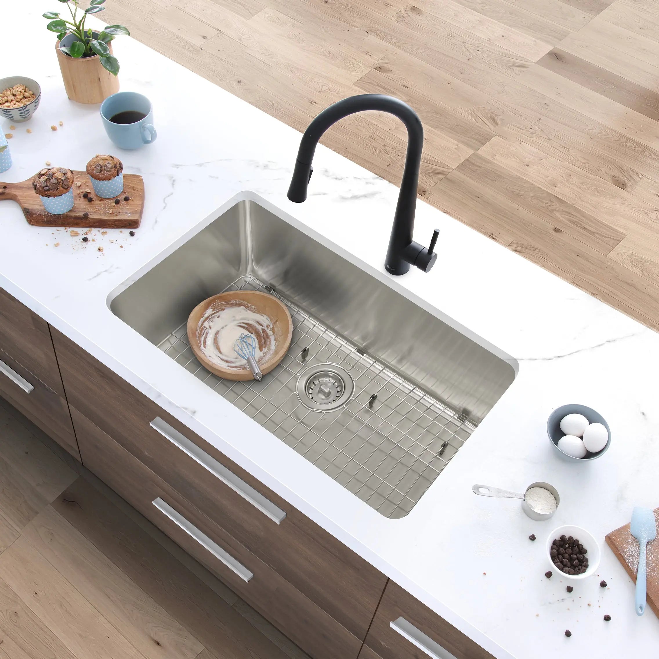 STYLISH 30 inch Single Bowl Undermount and Drop-in Stainless Steel Kitchen Sink S-411TG - Plumbing Market