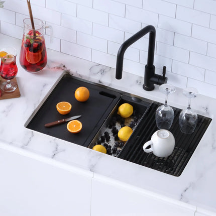 STYLISH 30 inch Workstation Double Bowl Undermount and Drop-in 16 Gauge Stainless Steel Kitchen Sink with Built in Accessories S-230W - Plumbing Market