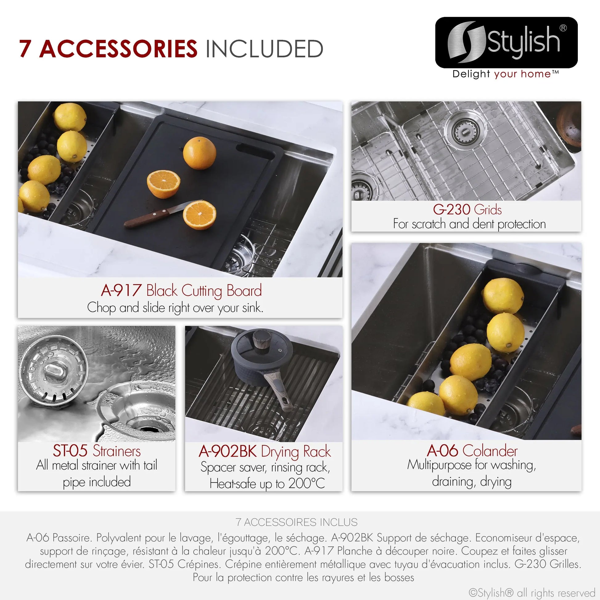 STYLISH 30 inch Workstation Double Bowl Undermount and Drop-in 16 Gauge Stainless Steel Kitchen Sink with Built in Accessories S-230W - Plumbing Market