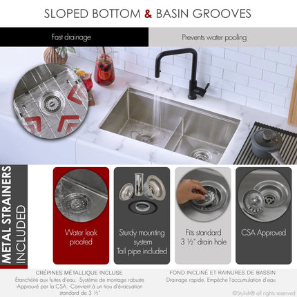 STYLISH 30 inch Workstation Double Bowl Undermount and Drop-in 16 Gauge Stainless Steel Kitchen Sink with Built in Accessories S-230W - Plumbing Market