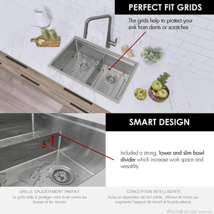 STYLISH 30 inch Workstation Double Bowl Undermount and Drop-in 16 Gauge Stainless Steel Kitchen Sink with Built in Accessories S-230W - Plumbing Market