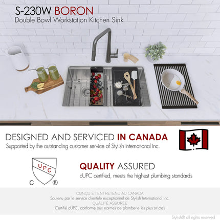 STYLISH 30 inch Workstation Double Bowl Undermount and Drop-in 16 Gauge Stainless Steel Kitchen Sink with Built in Accessories S-230W - Plumbing Market