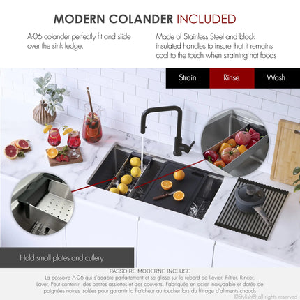 STYLISH 30 inch Workstation Double Bowl Undermount and Drop-in 16 Gauge Stainless Steel Kitchen Sink with Built in Accessories S-230W - Plumbing Market