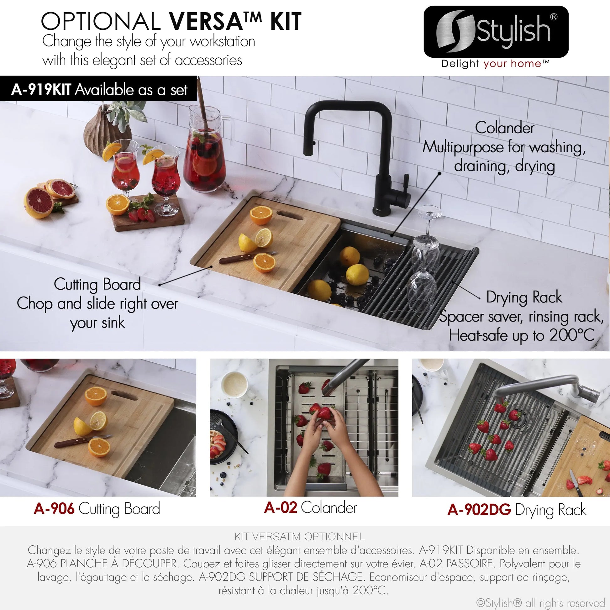 STYLISH 30 inch Workstation Double Bowl Undermount and Drop-in 16 Gauge Stainless Steel Kitchen Sink with Built in Accessories S-230W - Plumbing Market