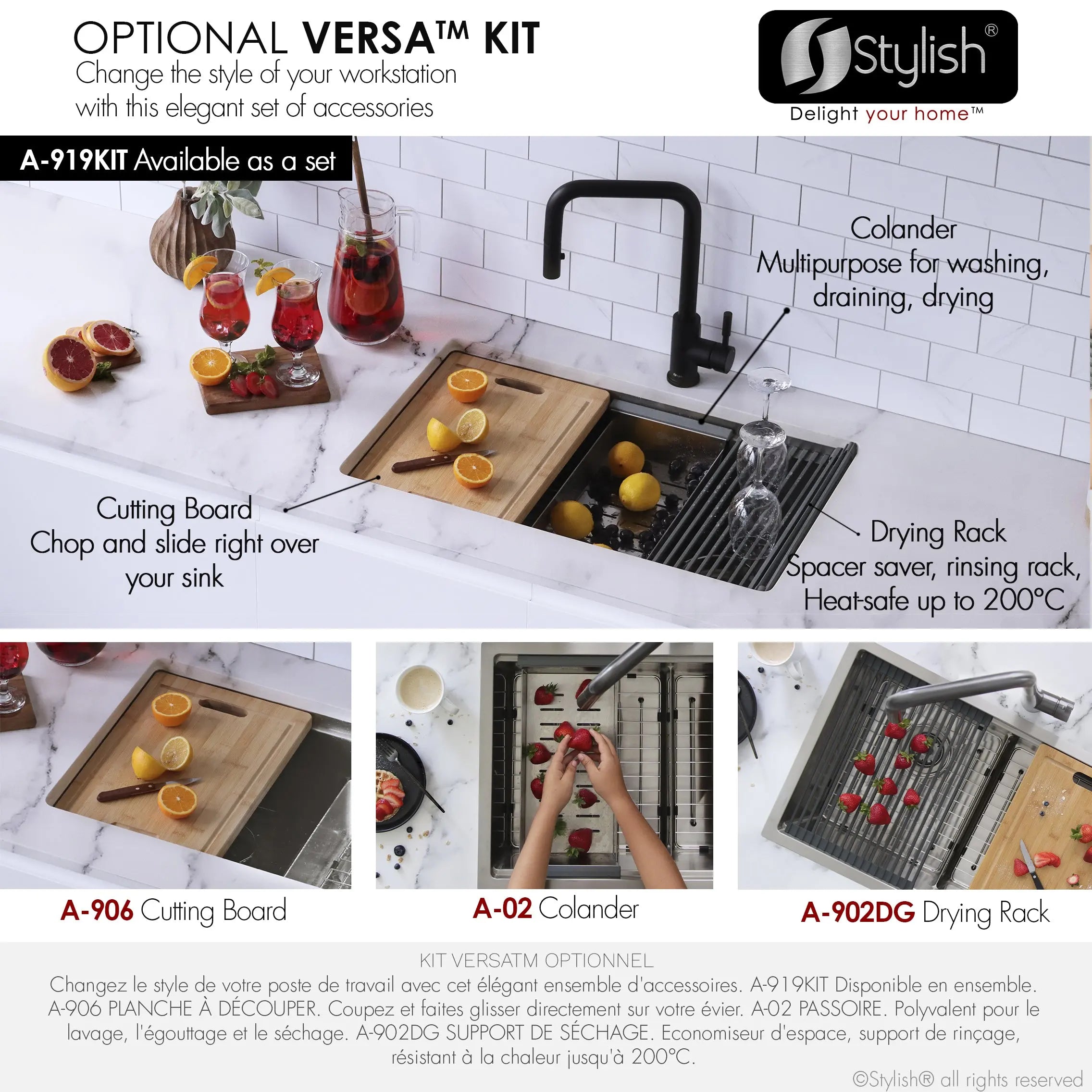 STYLISH 30 inch Workstation Double Bowl Undermount and Drop-in 16 Gauge Stainless Steel Kitchen Sink with Built in Accessories S-230W - Plumbing Market